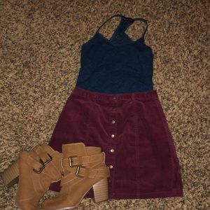 Button up corduroy skirt